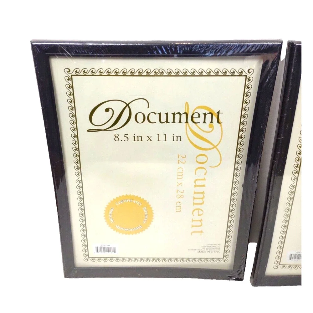 2 Pack Economy Document Photo Frames Black For 8.5x11 Picture Display F348 NOS